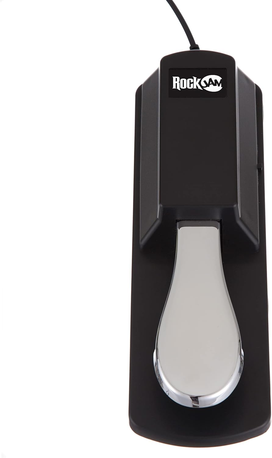 RockJam 61 Key Keyboard Piano With Pitch Bend Kit, Keyboard Stand, Piano Bench, Headphones & Universal Sustain Pedal for Electronic Keyboards and Digital Pianos With Polarity Switch