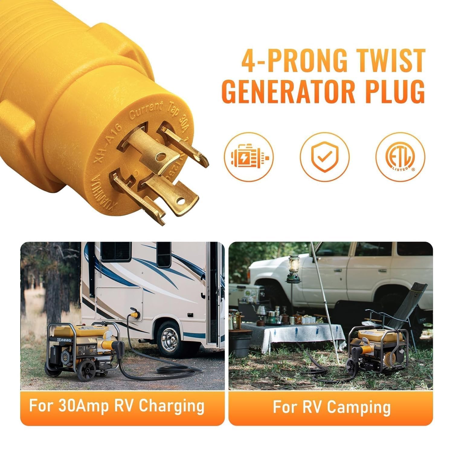 MECMO NEMA L14-30P to 50A 30A RV 14-50R TT-30R & Four 5-20R/ 5-15R & L14-30R Generator Adapter Extension Cord, 4 Prong Twist Locking Generator 30 amp to 15 Amp/20 Amp 30 Amp Generator