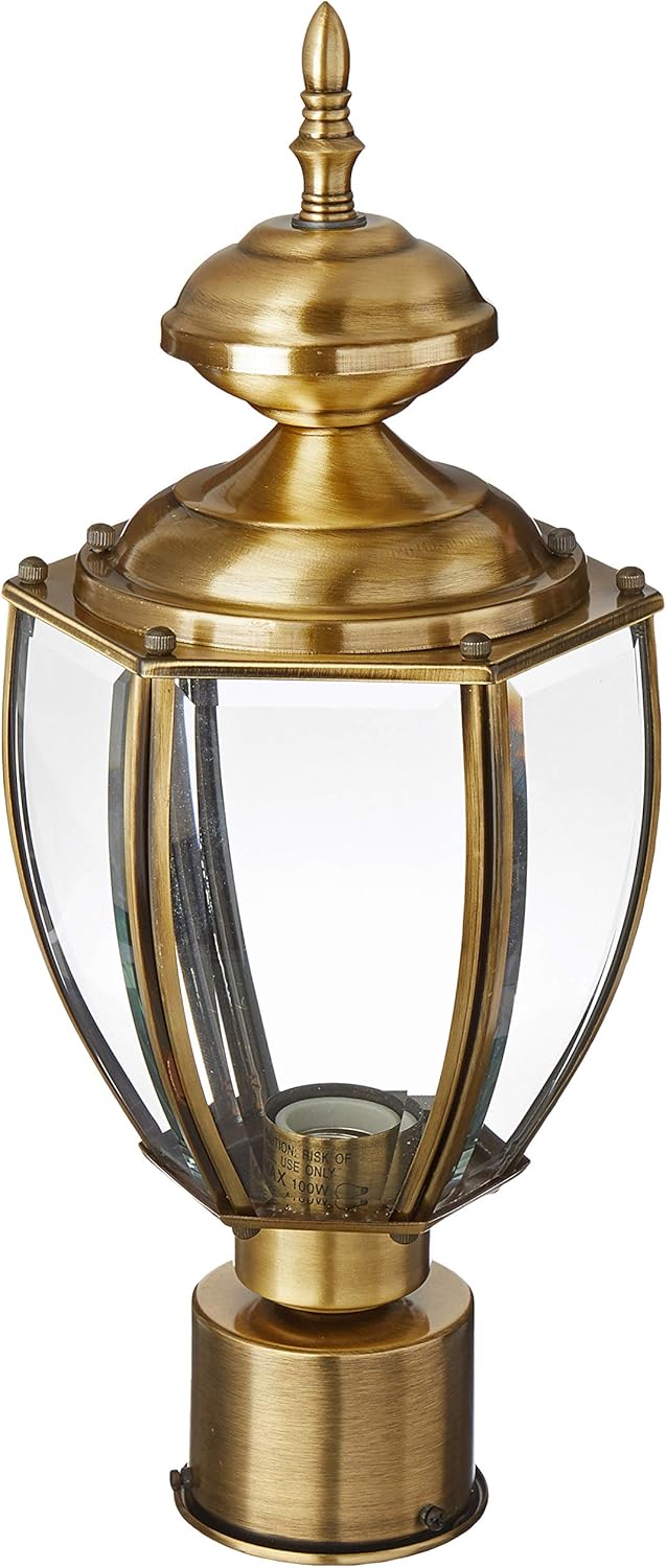 Livex Lighting 2009-01 Transitional One Light Post-Top Lanterm from Outdoor Basics Collection Finish, Antique Brass