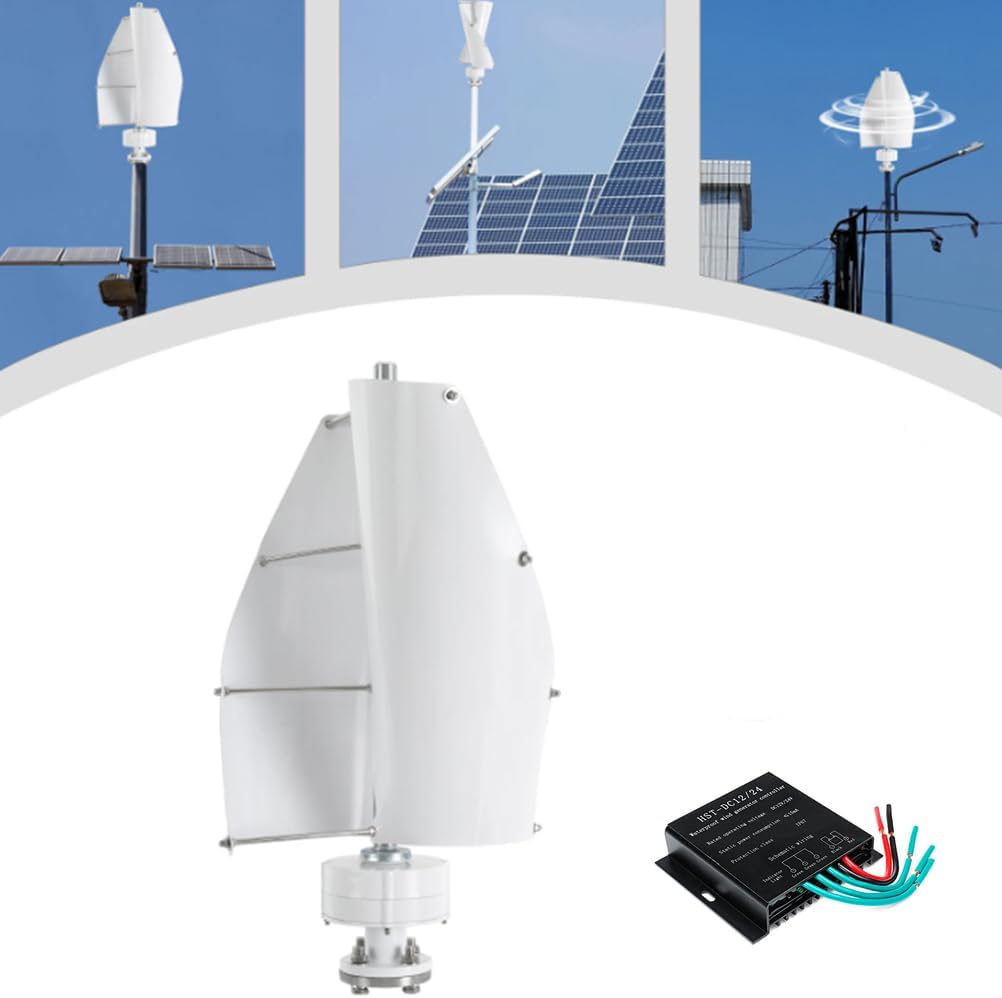 3000W Vertical 2 Blades Wind Turbine Generator Kit, with Inverter 12V 24V 48V 220V Wind Permanent Magnet Generator for Boats, Terraces, Cabins & Street Lighting