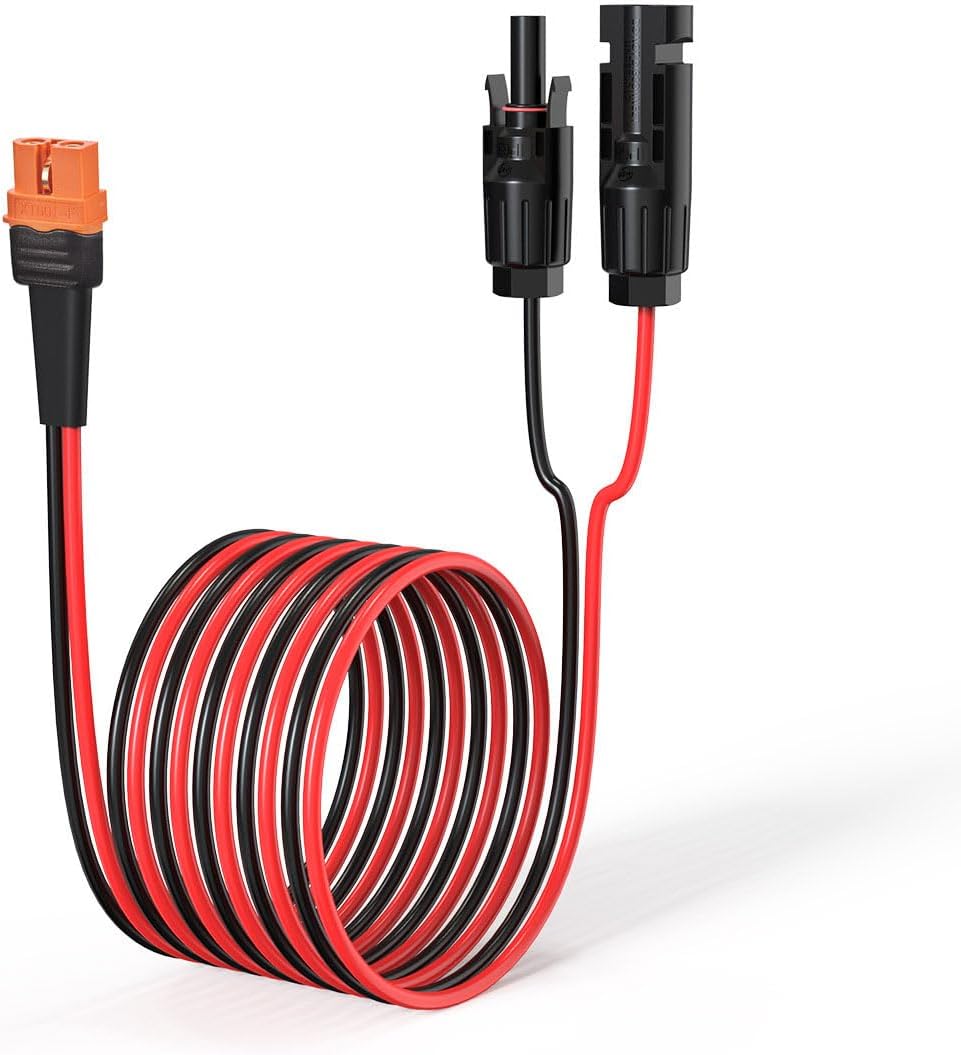 12AWG 50FT Solar to XT60i Cable 2 10 25 35 50 75 100FT Solar Connector to XT60i Adapter Cable for Portable Power Station (50FT)