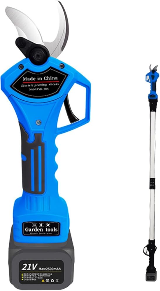 Large Power Electric Pruning Scissors, Cordless Pruner Shears Battery Hand Pruner with Extension Pole Backup Rechargeable Lithium Battery for Gardening Brushless Motor 30mm Cutting Diameter