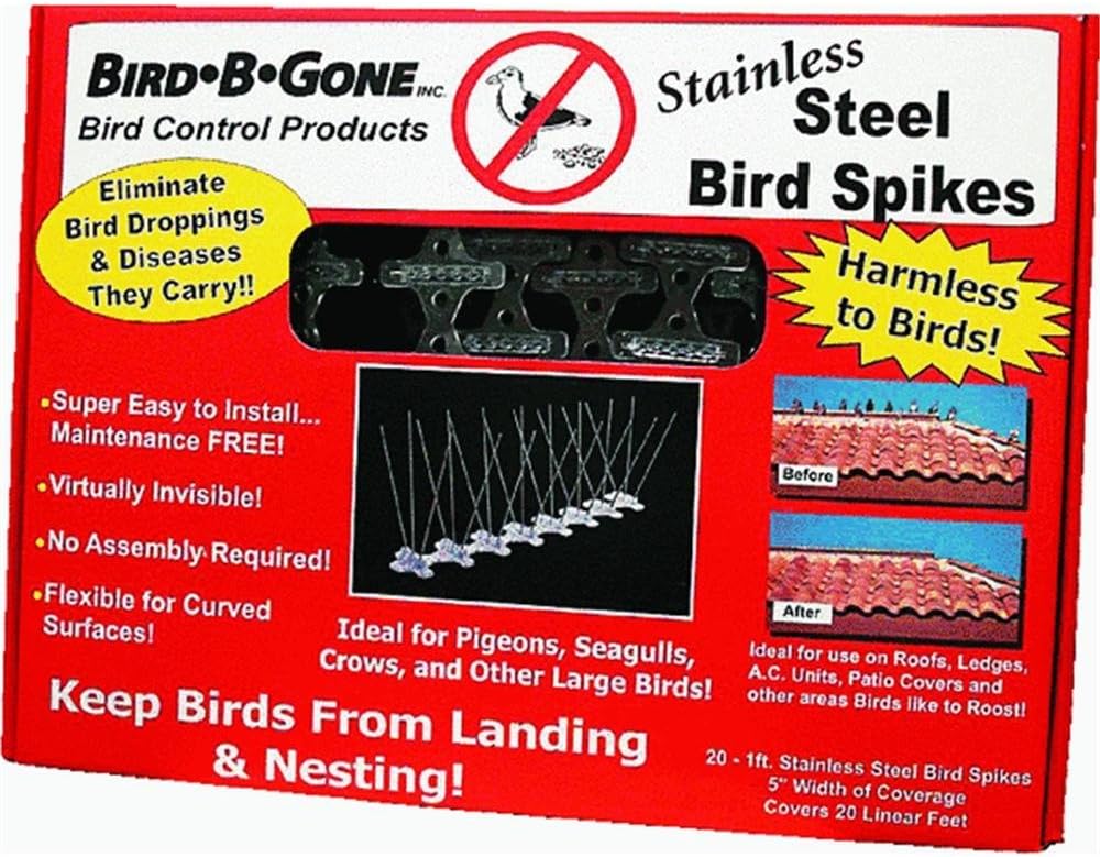 Bird B Gone MM2001520 Stainless Steel Bird Spikes, 5-Inch