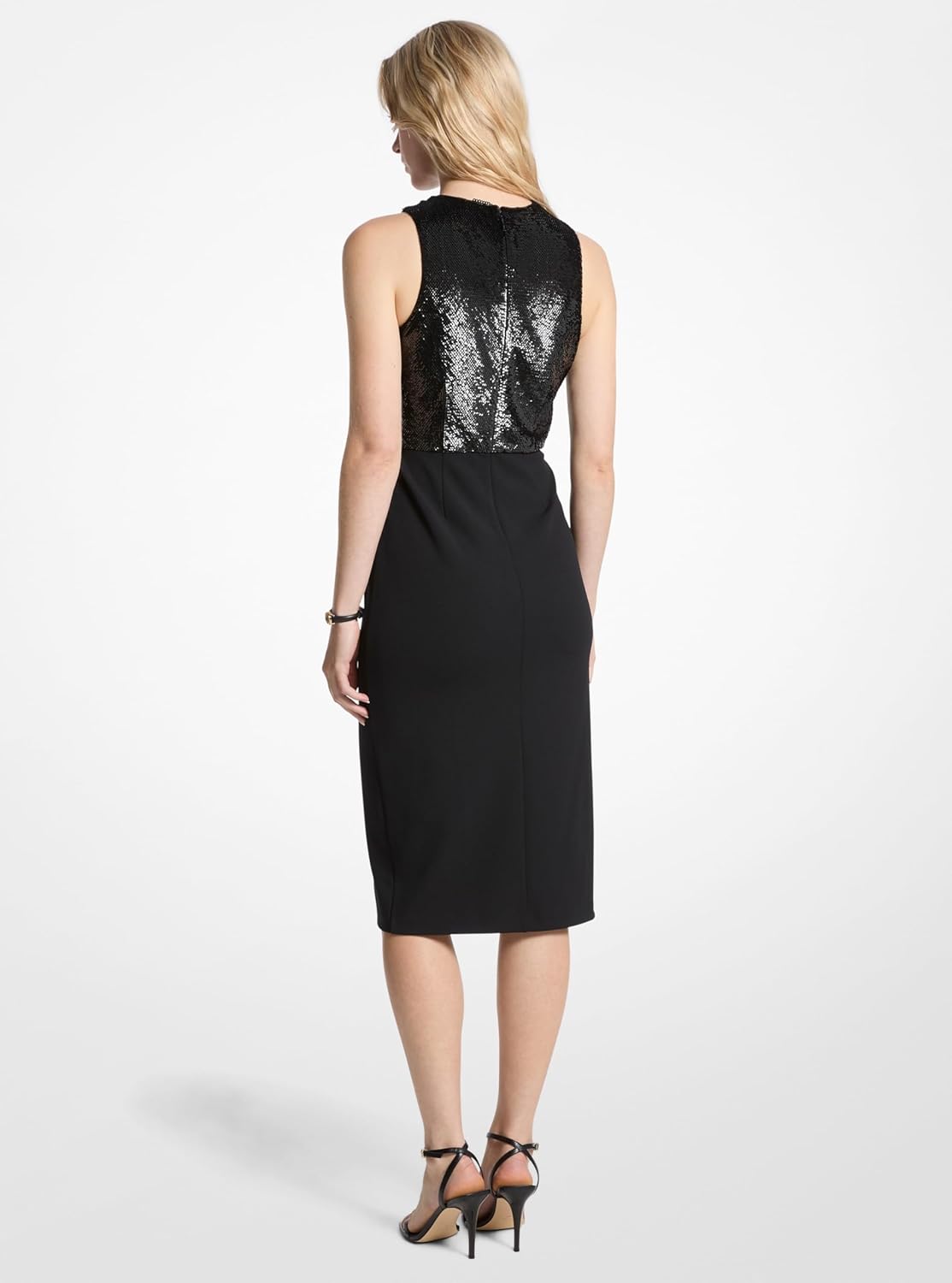 Michael Kors Womens Sequin Halter Midi Dress