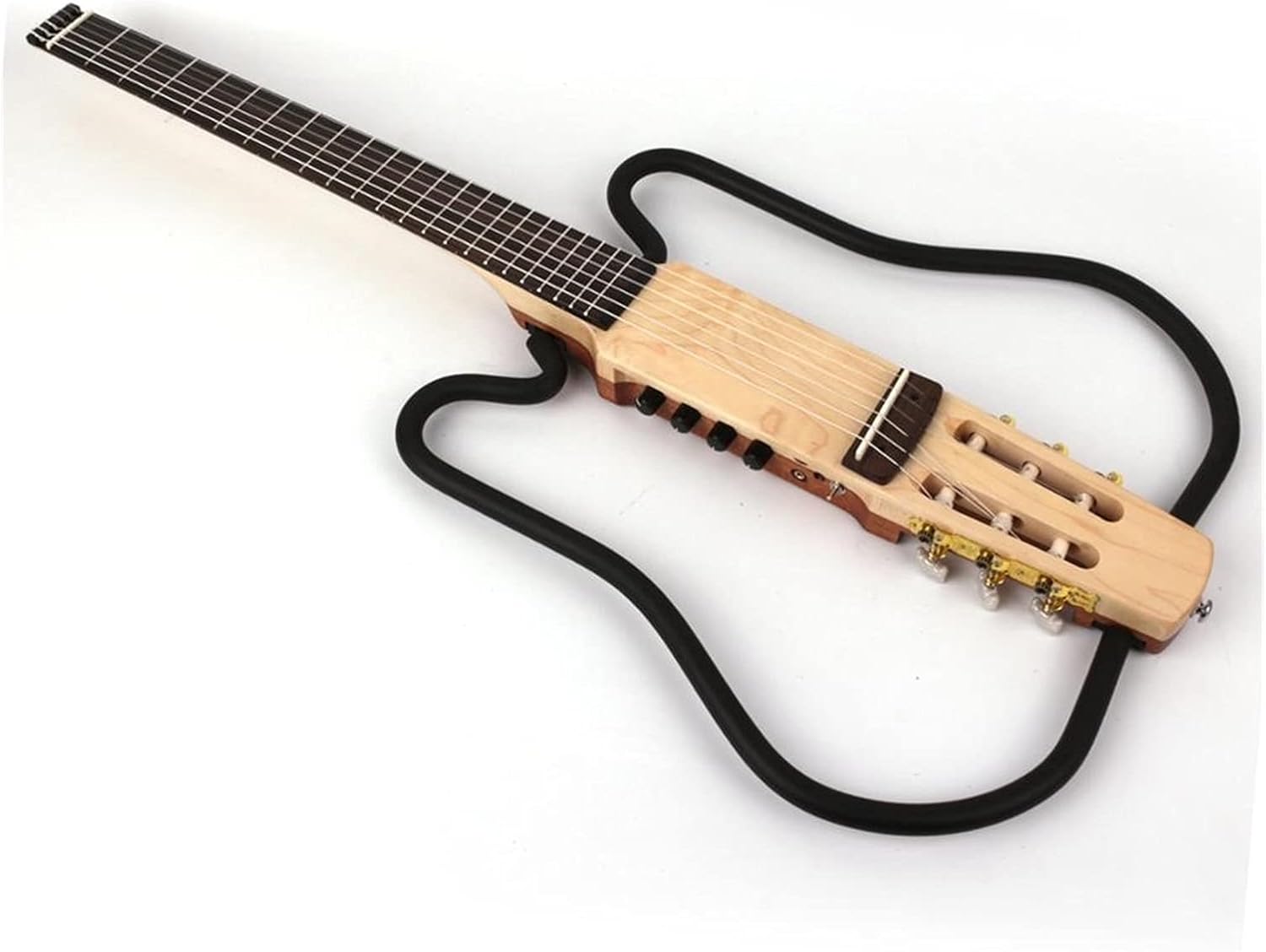 Unfinished Guitar Kit Nylon String Headless Classical Classic Mute Electric Guitar Built-in Effects Travel Portable Folding Foldable Handmade ​Guitar Body (Color : Natural)