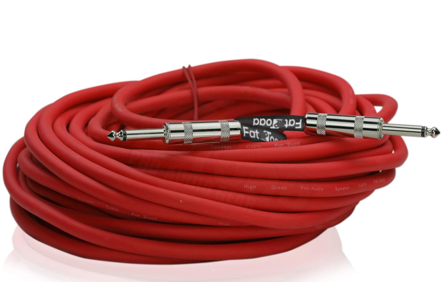 Fat Toad 6 Pack 50ft DJ Speaker Cables (Red-Flexpro Series) – 1/4 Inch TS 12 AWG Red Audio Wires for PA System, Amp, Stage Performance, Studio Recording