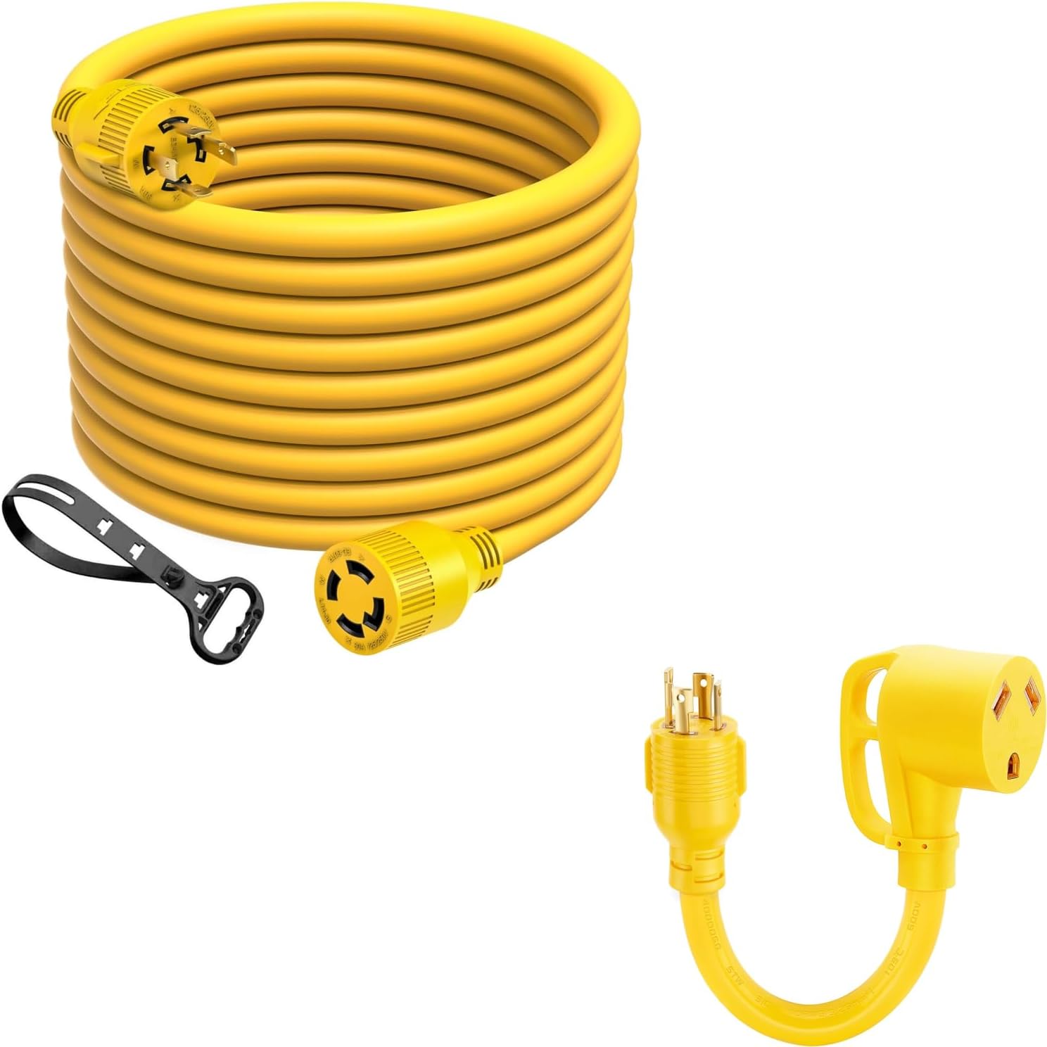 Kohree Nema L14-30 Generator Cord 30 Amp 4 Prong 20FT + 4 Prong 30 Amp to 30 Amp Generator to RV Adapter