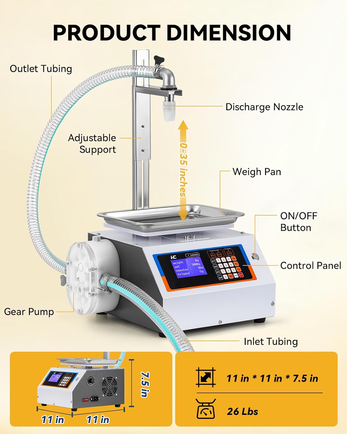 Hanchen Weight Honey Filling Machine Automatic Bottling Machine with Cleaning Mode Gear Pump for Laundry Detergent, Sauce, Ketchup