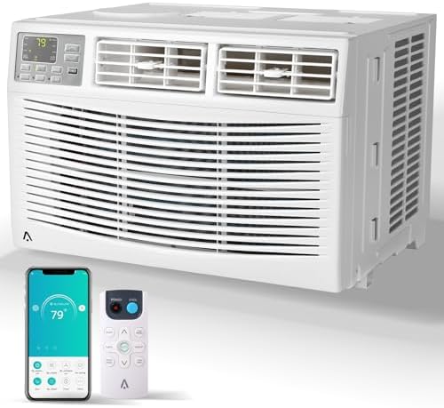 8,000 BTU Window Air Conditioner Unit with Remote Control, Cools Rooms up to 350 Sq Ft, 3-in-1 Function 3 Fan Speeds, Digital Display WIFI, Easy Install Kit, for Bedroom, Office