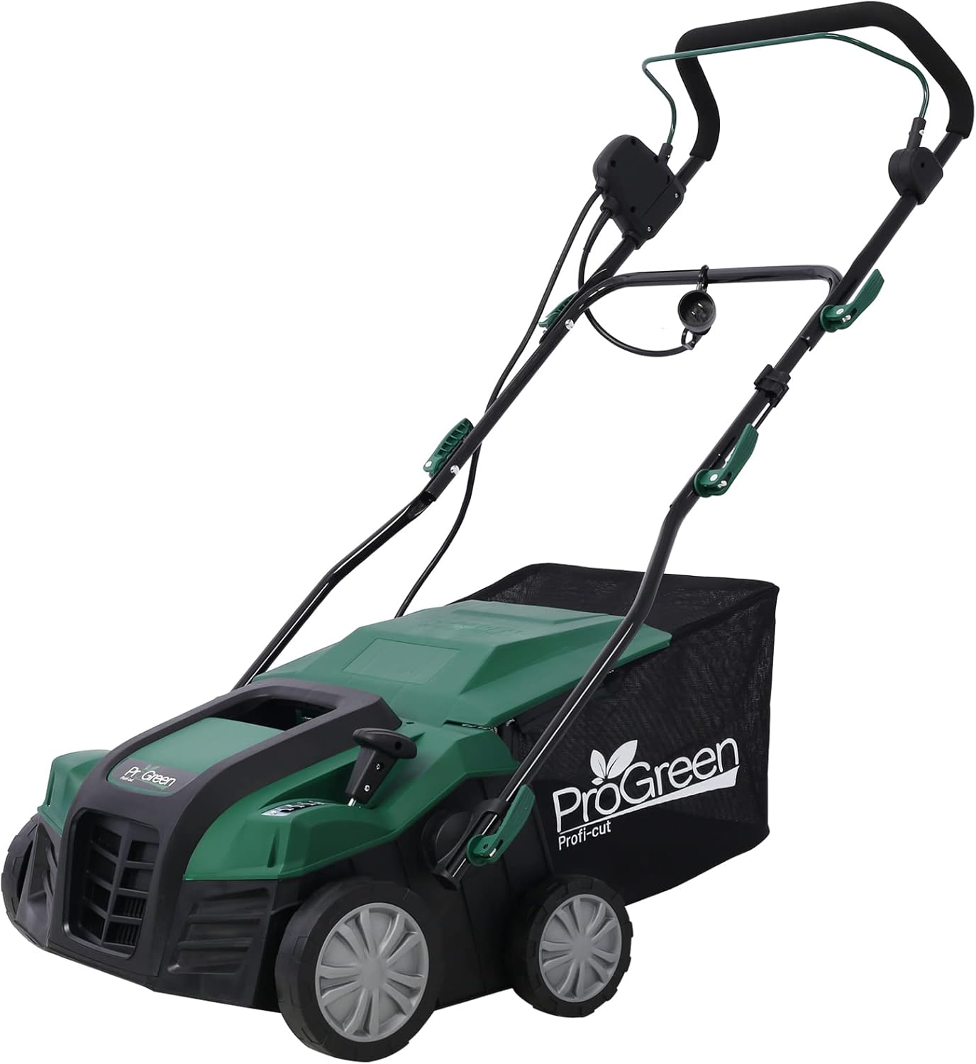 Corded Garden Scarifier, 2-in-1 Electric Dethatcher and Scarifier with 58QT Removable Collection Bag, 16-Inch 15 Amp Push Electric Lawn Dethatcher