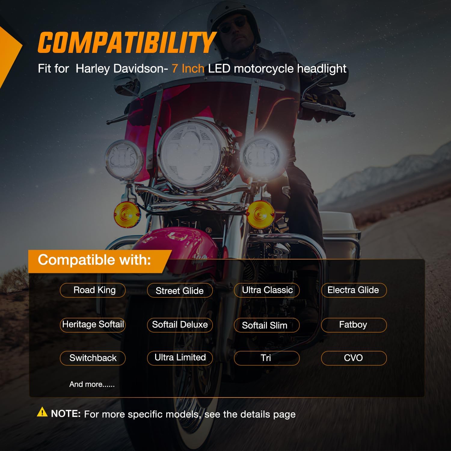 Nilight 7 Inch Motorcycle LED Headlight 4.5 Inch Fog Lights Auxiliary DOT Kit Compatible with Harley Davidson Electra Street Glide Fat Boy Road King Heritage Softail CVO, Chrome