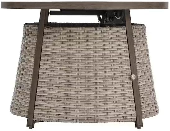 LYTIO 36 Inch 55000 Btu Brown Steel Propane Outdoor Fire Pit with Fire Glass | Adjustable Temperature | Powder-Coated Steel Frame | Rust-Resistant | Crystal Glass Beads Included