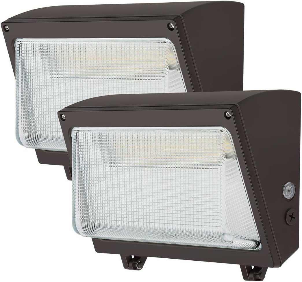 120W LED Wall Pack Light, 120W/100W/80W Switchable, 3000K/4000K/5000K Adjustable, 15600lm 120-277V IP65 0-10V Dimmable, Dusk-to-Dawn Outdoor Lighting Fixture, Exterior Wall Light, ETL 2-Pack