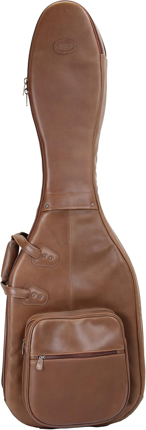 Reunion Blues Double Electric Bass Guitar Bag With Gussett, Chestnut Brown Leather