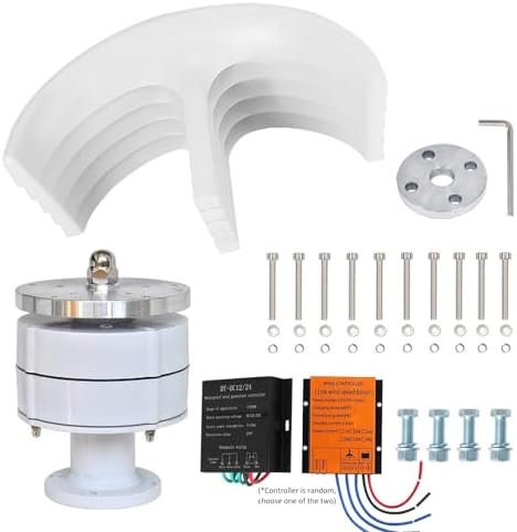 12000W Vertical Wind Turbine Generator Kit - 12V/24V/48V/110V/220V, 5-Blade 3-Phase AC Permanent Magnet, Ideal for Hybrid Wind Solar Systems, Red Color