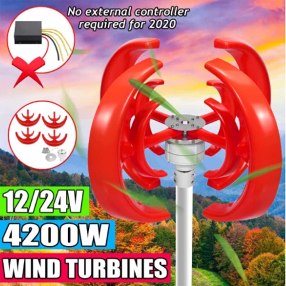 4200W Vertical Axis Wind Turbines Generator Lantern 4 Blades Motor Kit Windmill Energy Charge Turbines 12V 24V for Home Camping