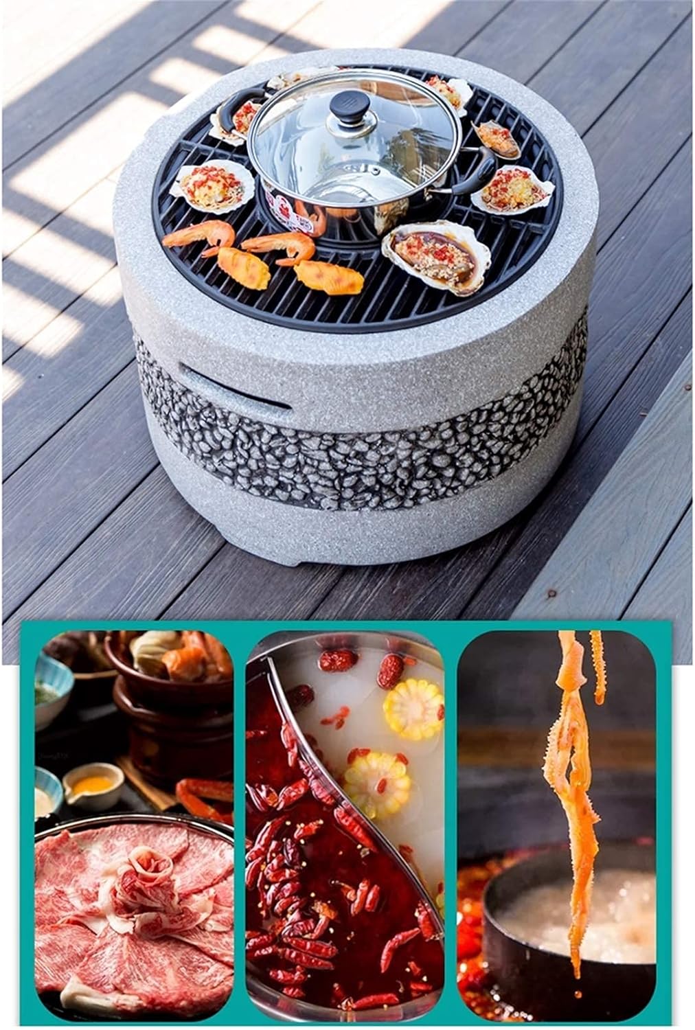 Outdoor Fire Pit Garden BBQ Grill Kit, Backyard Patio Garden Fireplace Camping Outdoor Heating, Campfire Picnic Cooking Fire Pit, 55.5cm