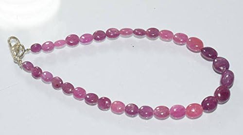 Natural Pink Sapphire Ruby 5x4-7x6 MM Smooth Plain Nuggets Shape 8 Inch Bracelate