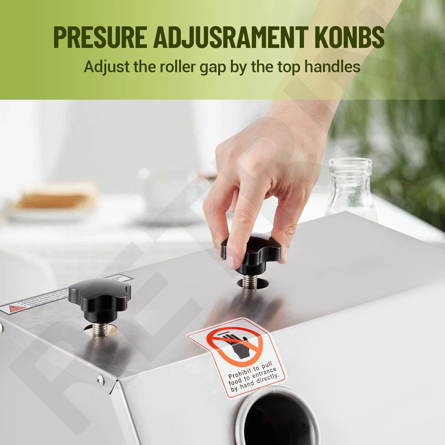 Manual Sugar Cane Juicer Machine,Commercial Sugar Cane Press with 3 Stainless Steel Drums and 2.4-inch Large Inlet,110LBS/H,for Hotel,Restaurant,Super Market