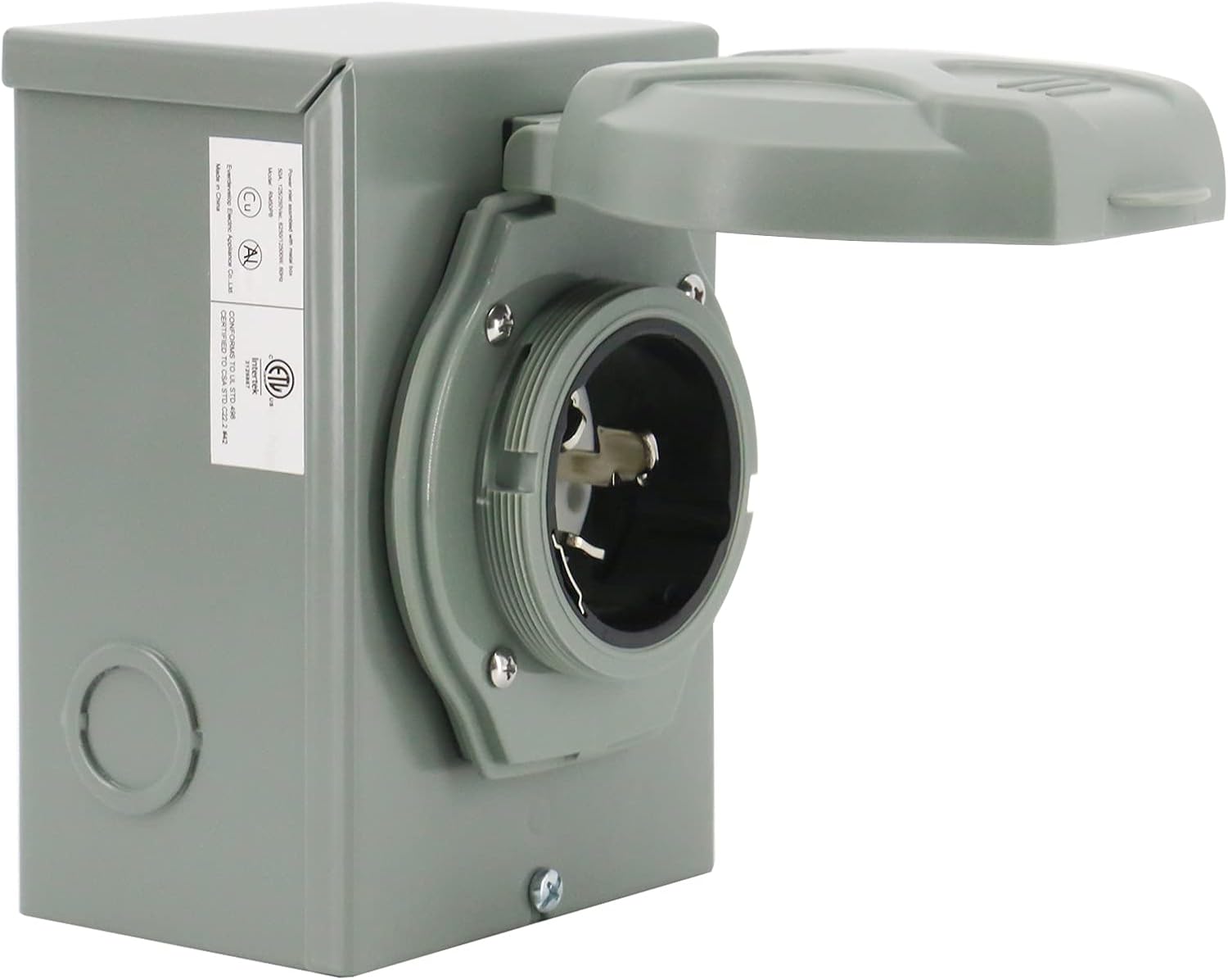 Finderomend 50 Amp Generator Inlet Box,125/250 Volt,NEMA SS 2-50P Power Inlet Box for 3 Prong Generator Cord Receptacle Transfer Switches,12500 Watts,Weatherproof for Outdoor Use, ETL Listed