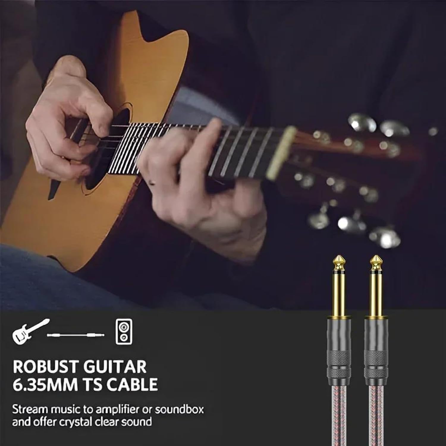 Pro Audio Cable 6.35 Guitar Instrument Cable 1/4 Inch Cord 6.35mm Mono Speaker Cable for Guitar Electronic Drum Amplifier Mixer(7.5m)