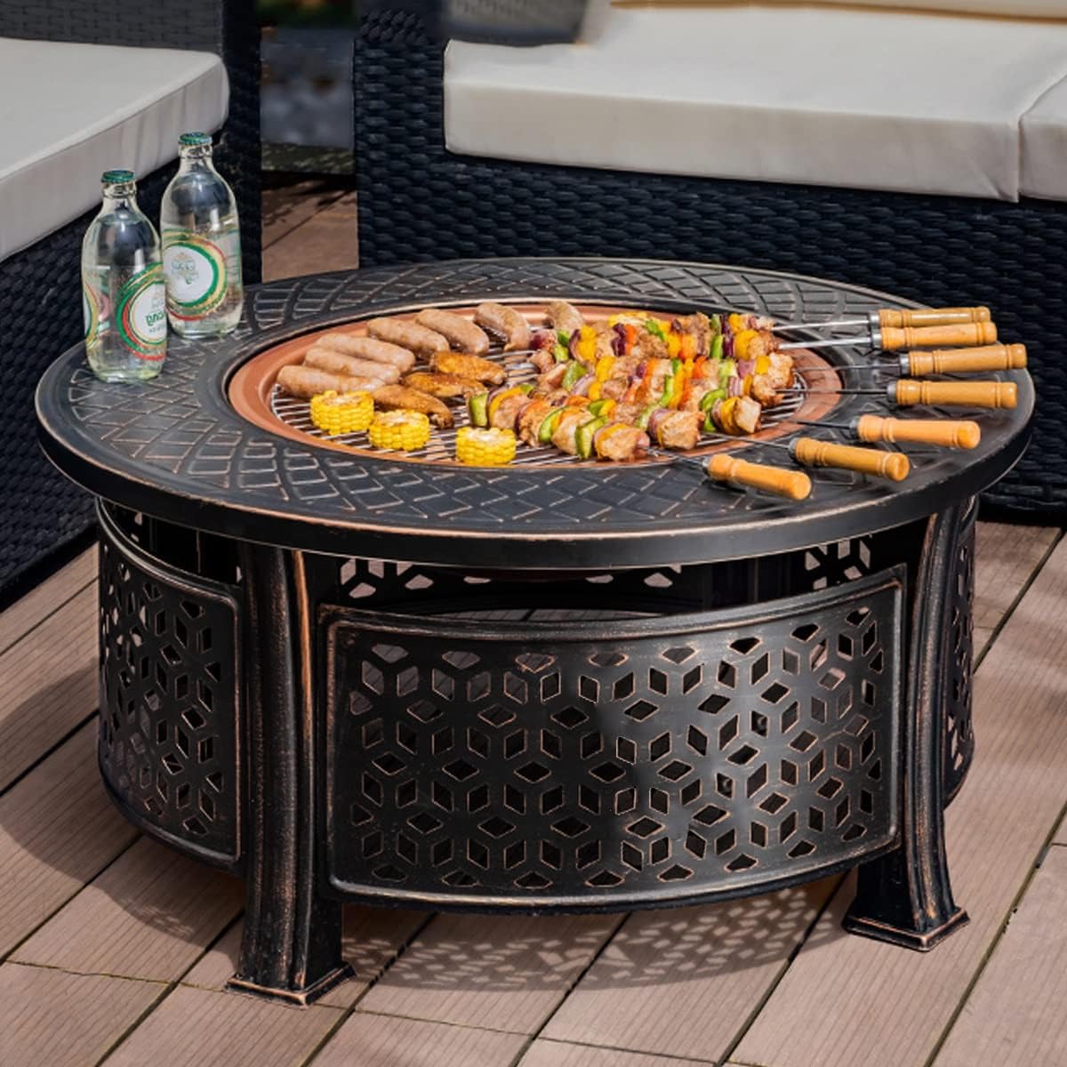 Outdoor Wood Burning Firepit Grills Barbecue Oven Indoor Heating Stove Charcoal fire Pit Home Grill fire Pit Patio Outdoor Barbecue Table