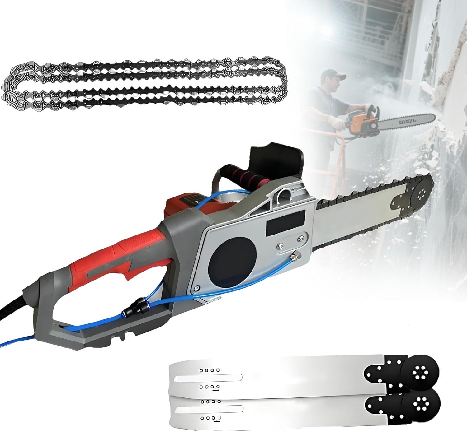 Concrete Saw - Powerful Electric Concrete Chain Saw with Wet Water Supply Dust Removal and Water Pump - Perfect for Cutting Concrete, Marble, Steel Bars,480mm