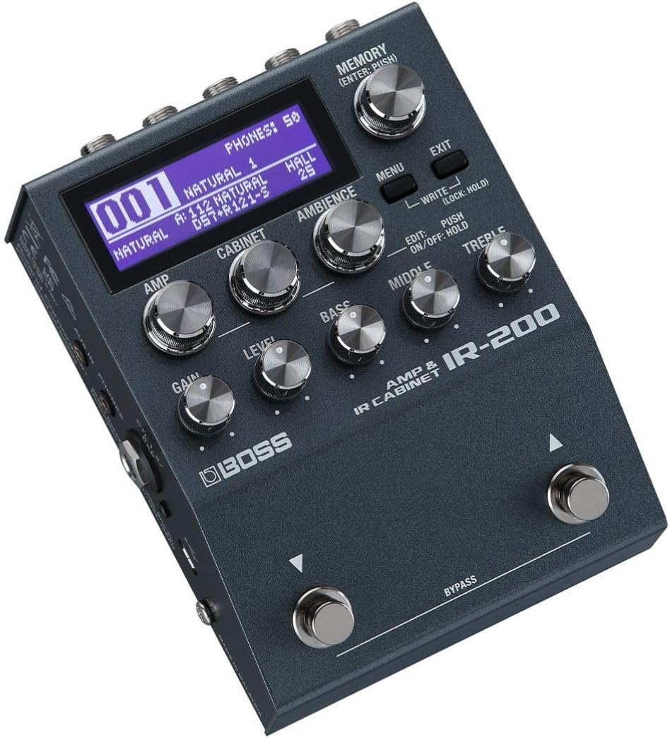 BOSS IR-200 AMP & IR CABINET PEDAL – Pedal-based Amp Simulator and Impulse Response Loader with Premium Sound and Features - Exceptional Audio Quality, Premium Amps, Deep Sound Shaping – 128 Memories