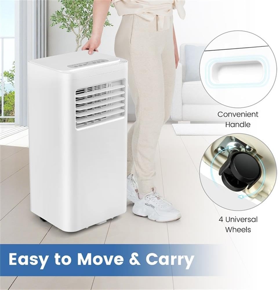 Pemberly Row Contemporary Plastic 8000 BTU Portable Air Conditioner in White