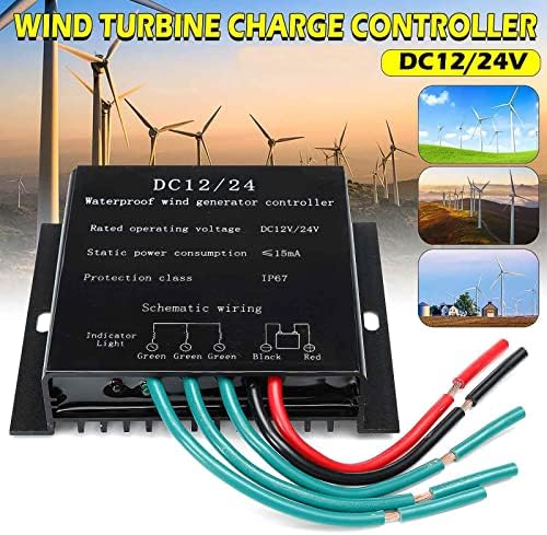 12000W MPPT Wind Turbine Charge Controller - 12V/24V/48V Waterproof IP67 DC Charger for Efficient Wind Energy Conversion (Black)
