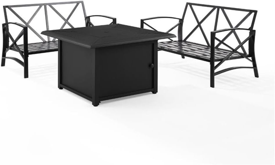 3-Piece Metal/Polyester Outdoor Conversation Set in Oatmeal/Bronze