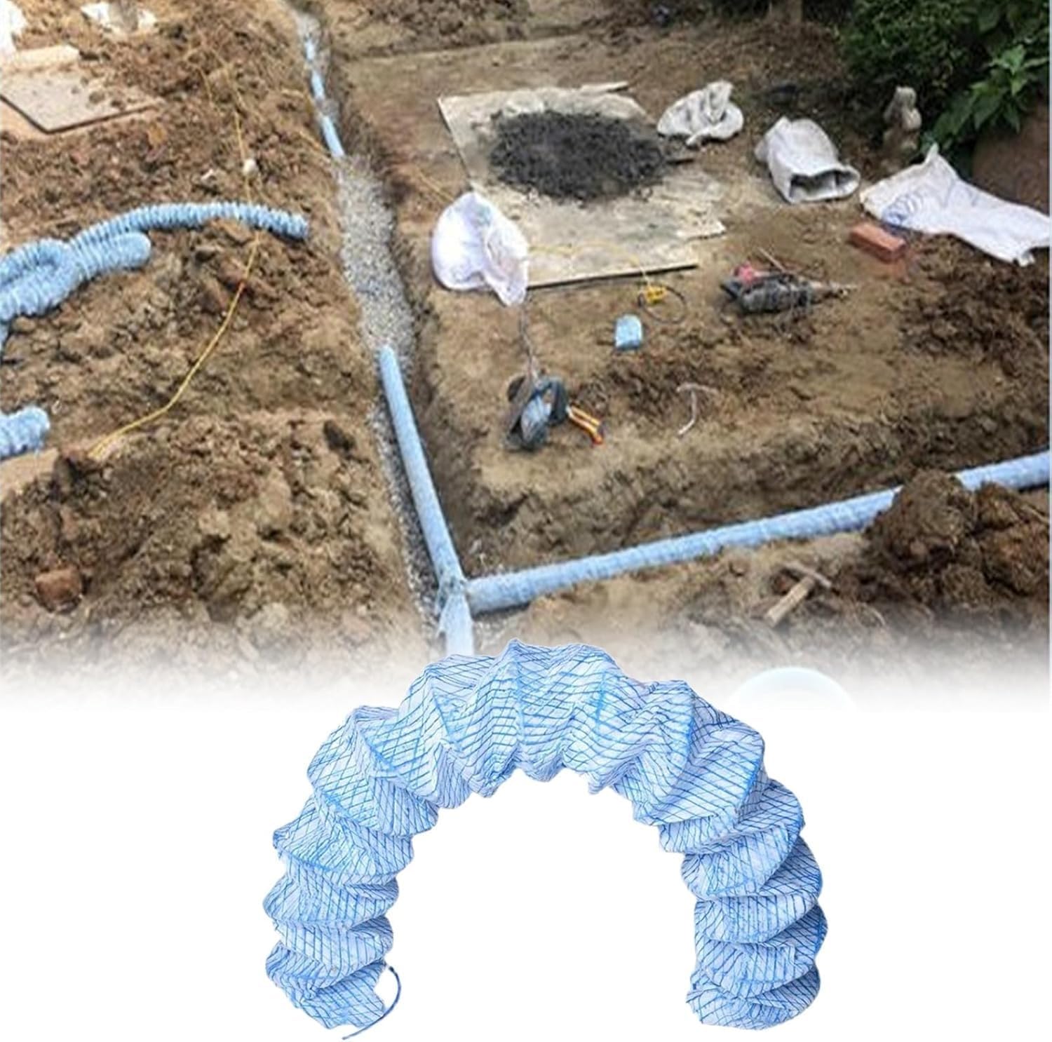 2/3/4/6 Inch Flexible French Drain Pipe - Perforated Non-Woven Fabric for Yard, House Side, Garden, Lawn & Landscape Drainage(5cm(2in),L 25ft/7.6m)