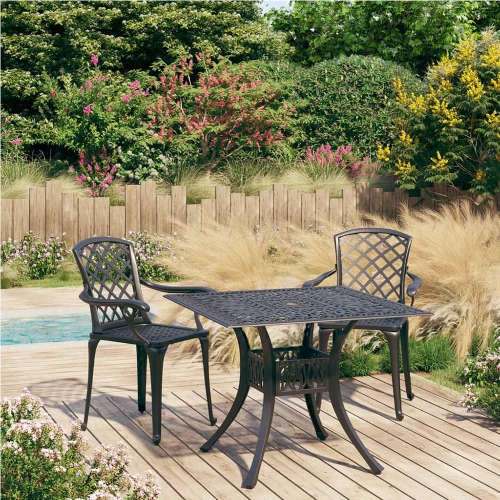 3 Piece Bistro Set Cast Aluminum Black,Elegant Patio Bistro Set: WeatherResistant Cast Aluminum Furniture for Outdoor Comfort Patio Furniture Sets, Outdoor Furniture Sets