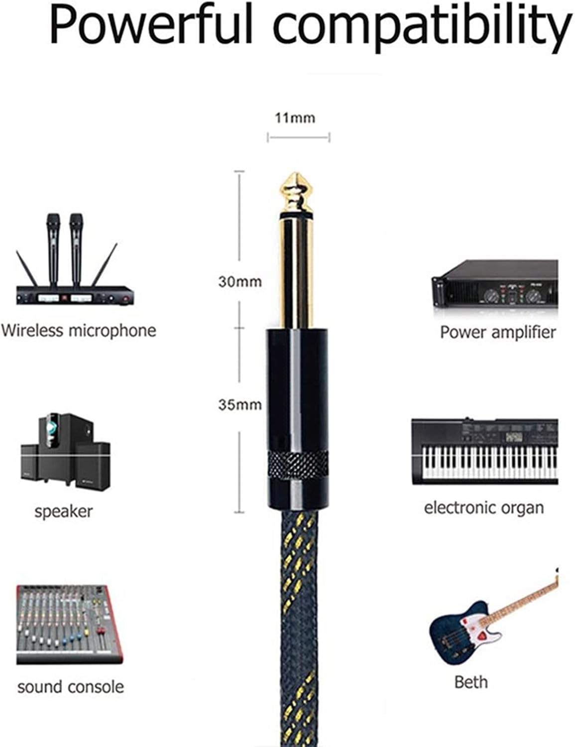 Guitar Cable Cable 6.5mm Output for Microphone Guitar Amplifier Player (Color : 3m)