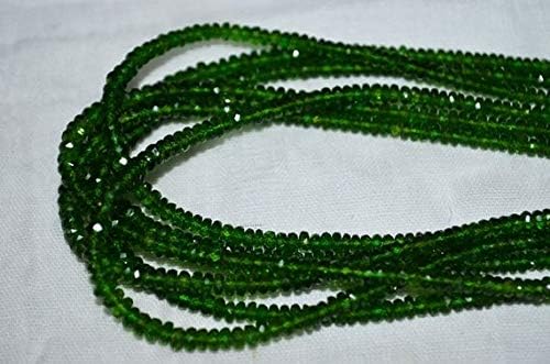 13 inch natural beads strand of 2.5-5mm faceted round chrome diopside gemstone beads for DIY jewelry - necklace, bracelet, earring, ring.