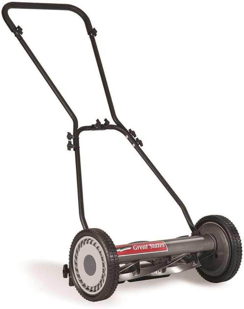Great States 815-18 18-Inch 5-Blade Push Reel Lawn Mower, 18-Inch, 5-Blade, Grey