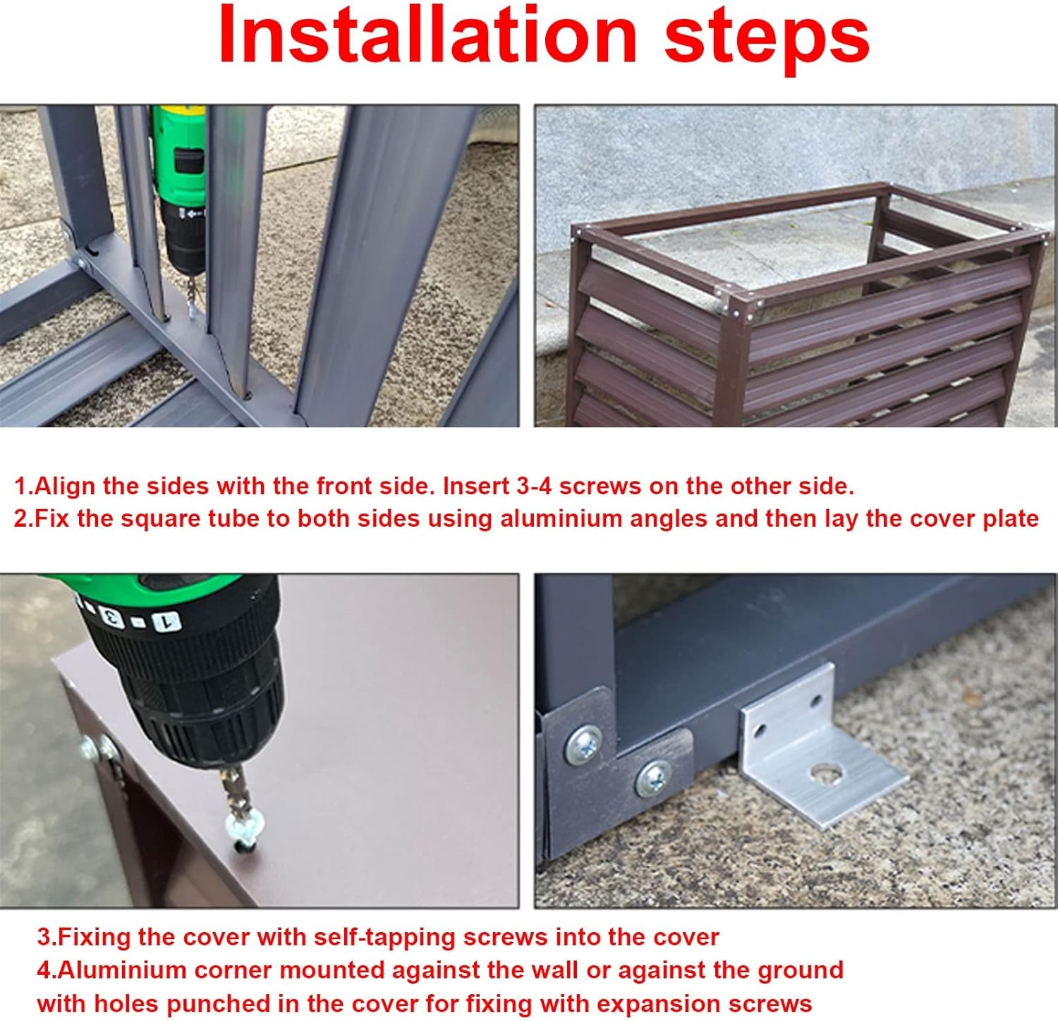 Aluminum external air conditioner cover, air conditioner decorative cover, Noise Reduction, Dustproof and waterproof, Outdoor System Protection, Suitable for Outdoor Protection ( Color : Brown , Size