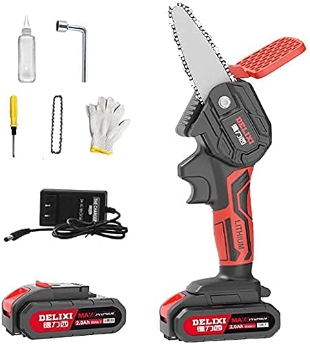 Mini Chainsaw Cordless 4Inch Mini Electric Chainsaw with Battery and Charger | Handheld Portable Cordless Electric Pruning Saw 21V Powerful |for Cutting Wood Rechargeable Chain Saw (Size : ()
