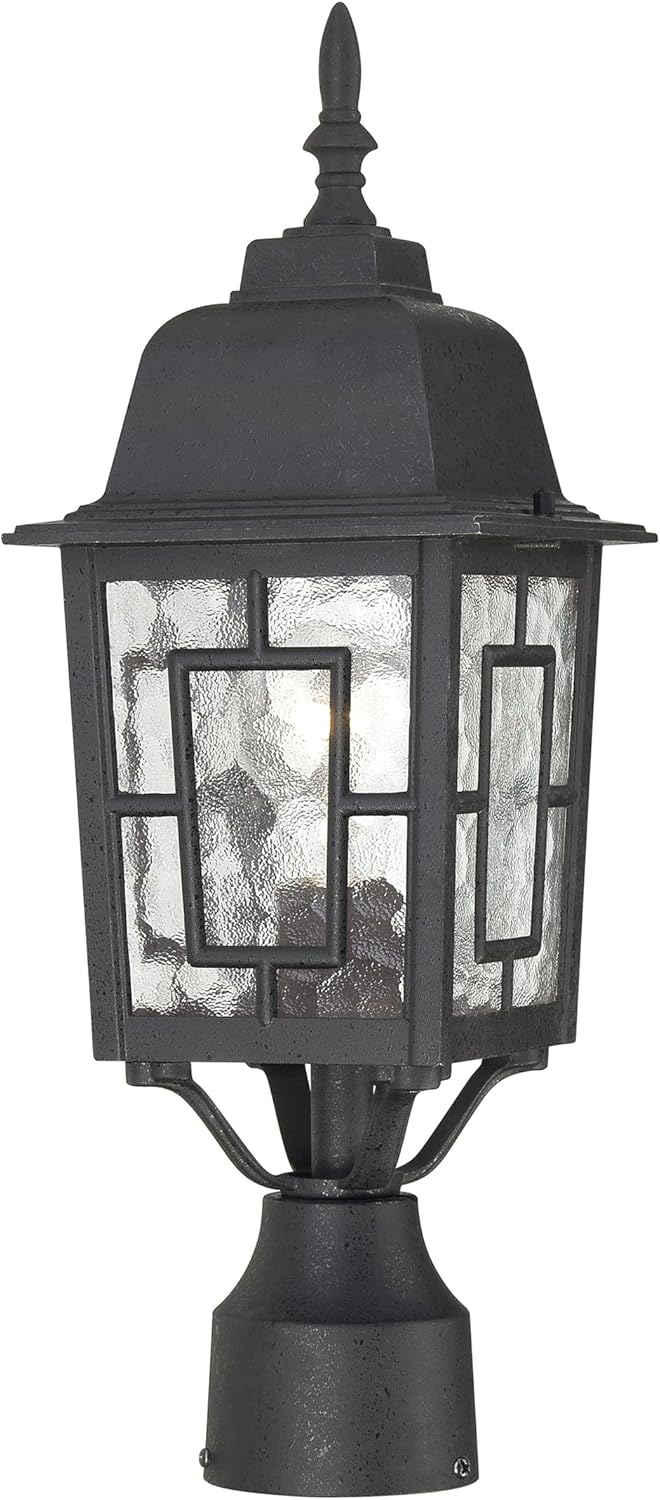 NUVO Lighting 60/4929 Banyan Outdoor Post Lantern Light Fixture with Clear Water Glass, Textured Black