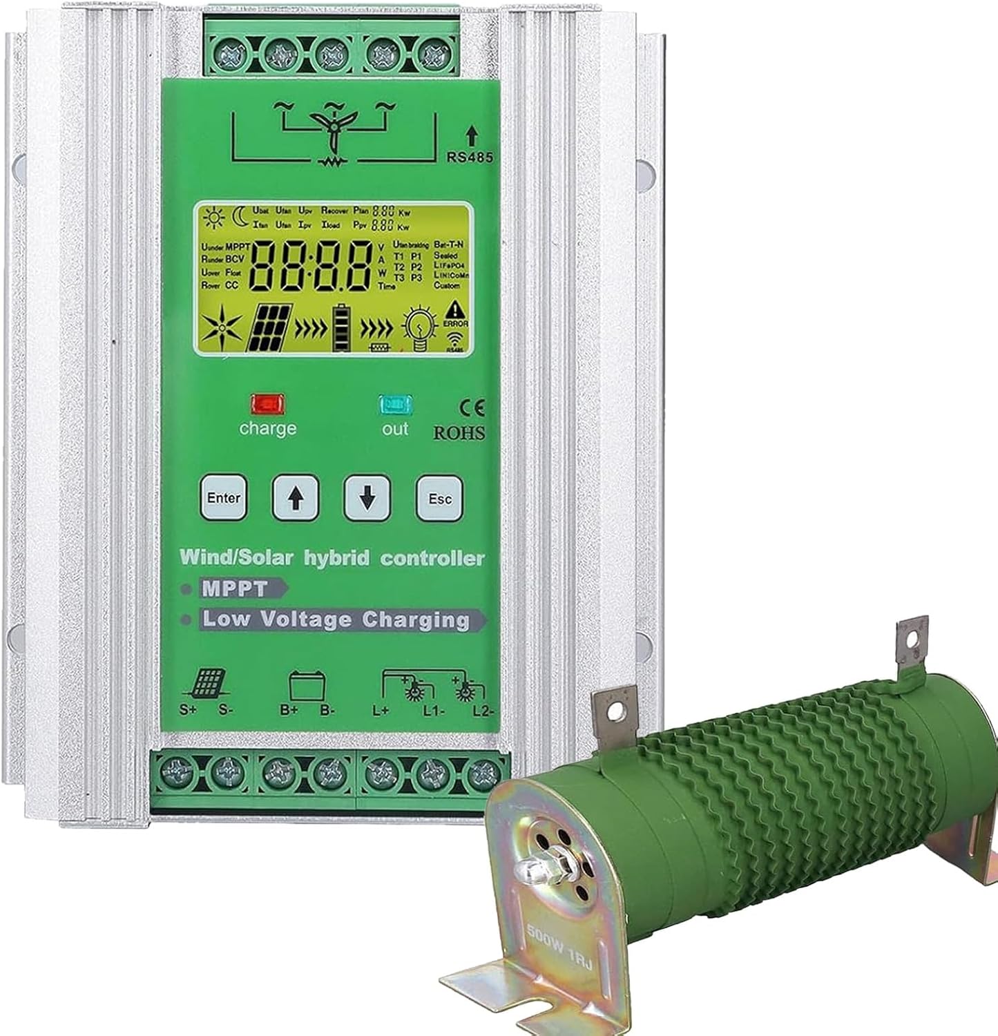 6000W-12000W 12V/24V/48V Off Grid MPPT Wind Solar Hybrid Charge Controller - Wind Turbine & Solar Panel Charge Controller with Dump Load,Hybrid MPPT Boost Controller with Booster Function(6000W,24V/48