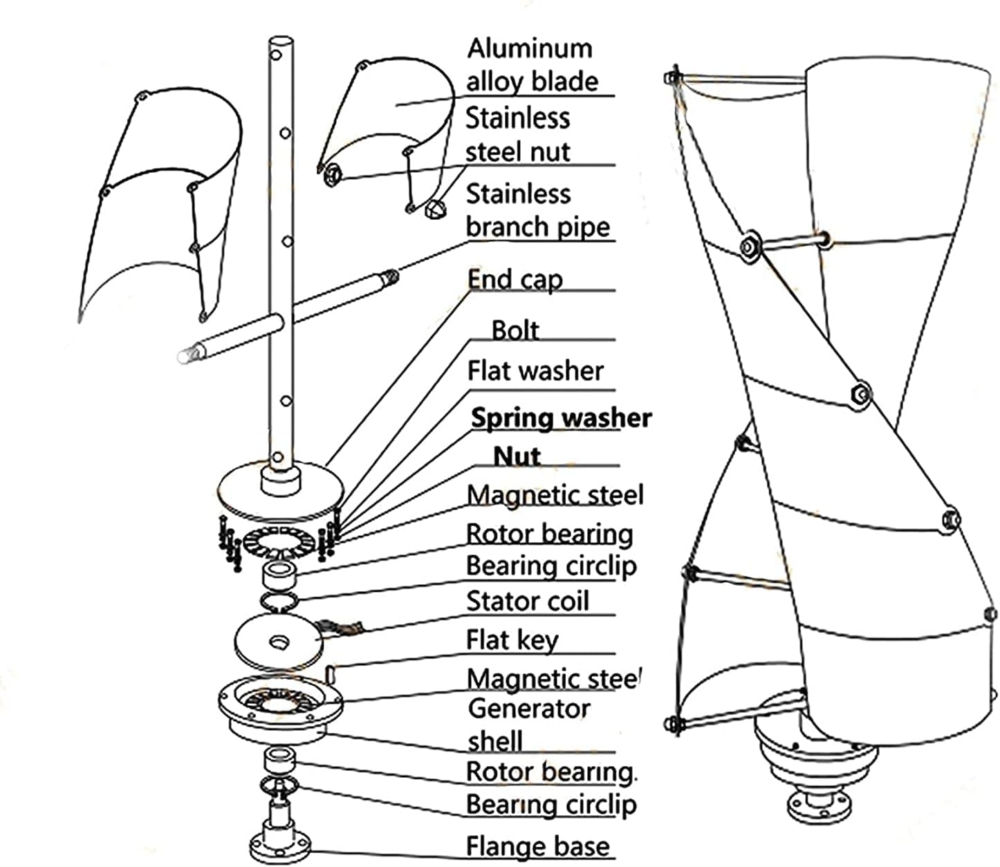 12000W Vertical Spiral Wind Power Turbine Generator+ Free Energy Windmill 12V-220V Wind Power Small Wind Turbine Generator MPPT Controller