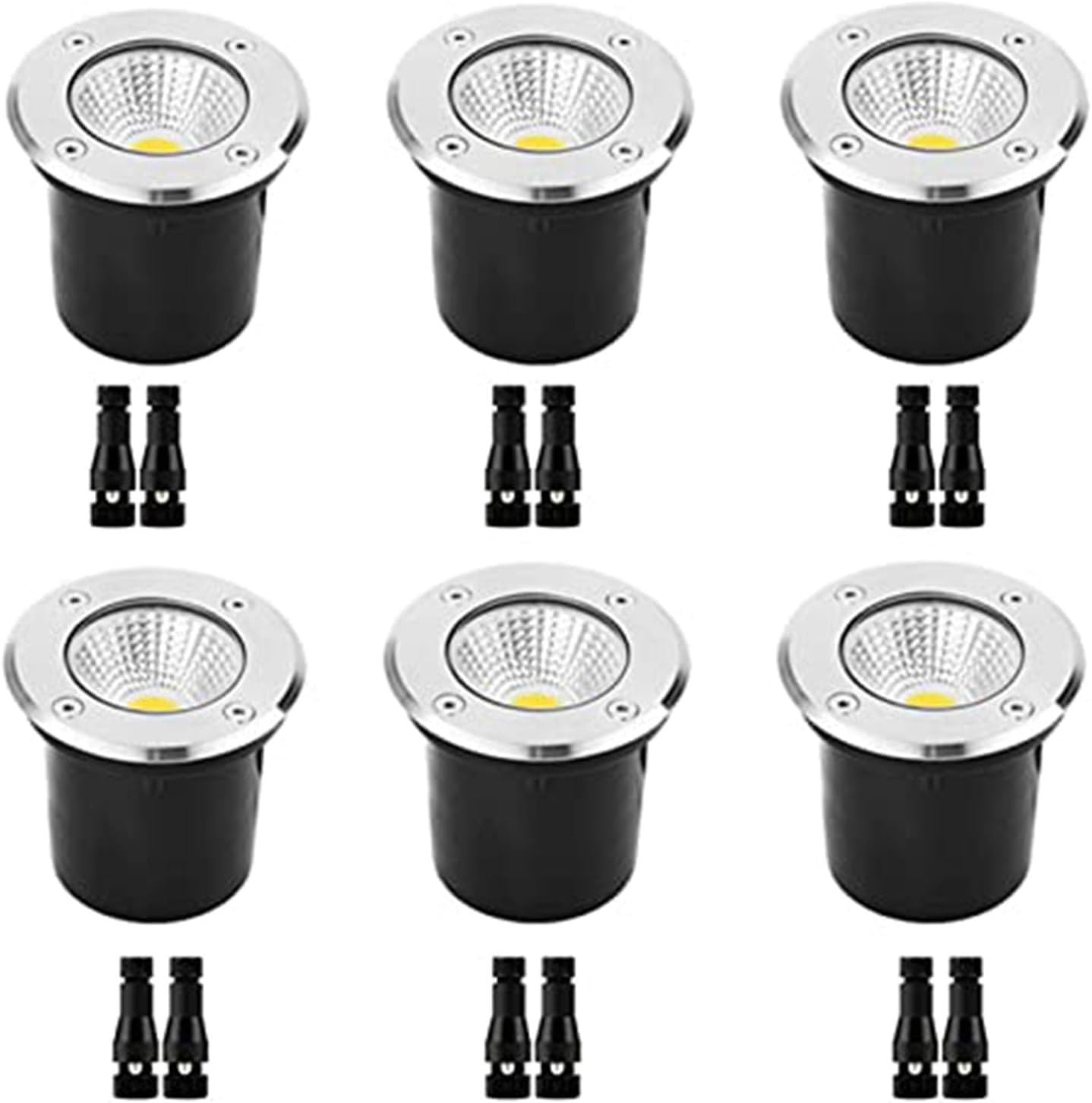 6PCS Outdoor Buried Lights - Landscape Lights, IP67 Outdoor Recessed Spotlight,12V Waterproof Spot Light, Round Ground Landscape Light, 3W Built-in Outdoor Floor Lamp(Blue,9W-12V)