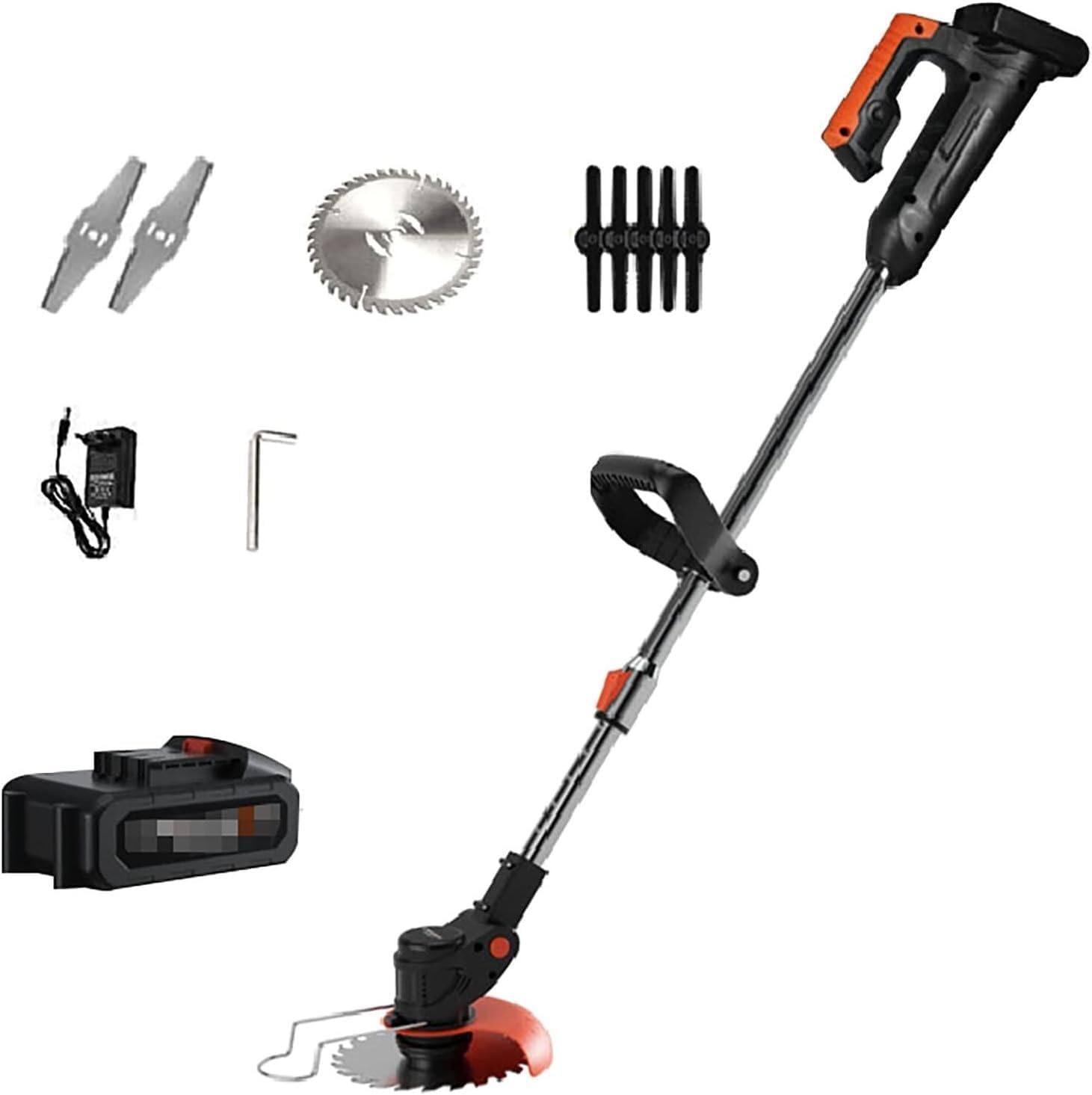 Cordless Grass Strimmer Electric Lawn Mower, Home Small Walk-Behind Lawn Mower with 3 Styles 9000mA Battery Rechargeable Portable Weeder for Garden Lawn Shrub Trimming Outdoor