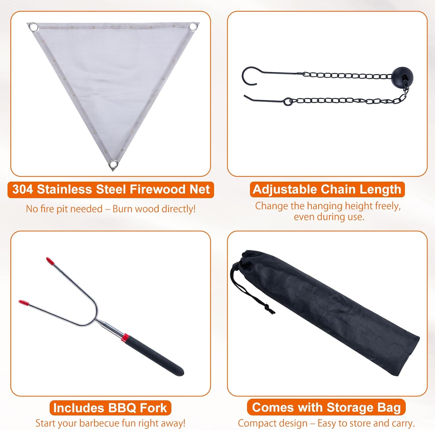 CHANGE MOORE Tripod Grill for Campfire, Portable Outdoor Over The Fire Camping Oven Tri pod with Fire Pit, Grill, Steel Grate and Legs, Campfire Tripod for Cooking