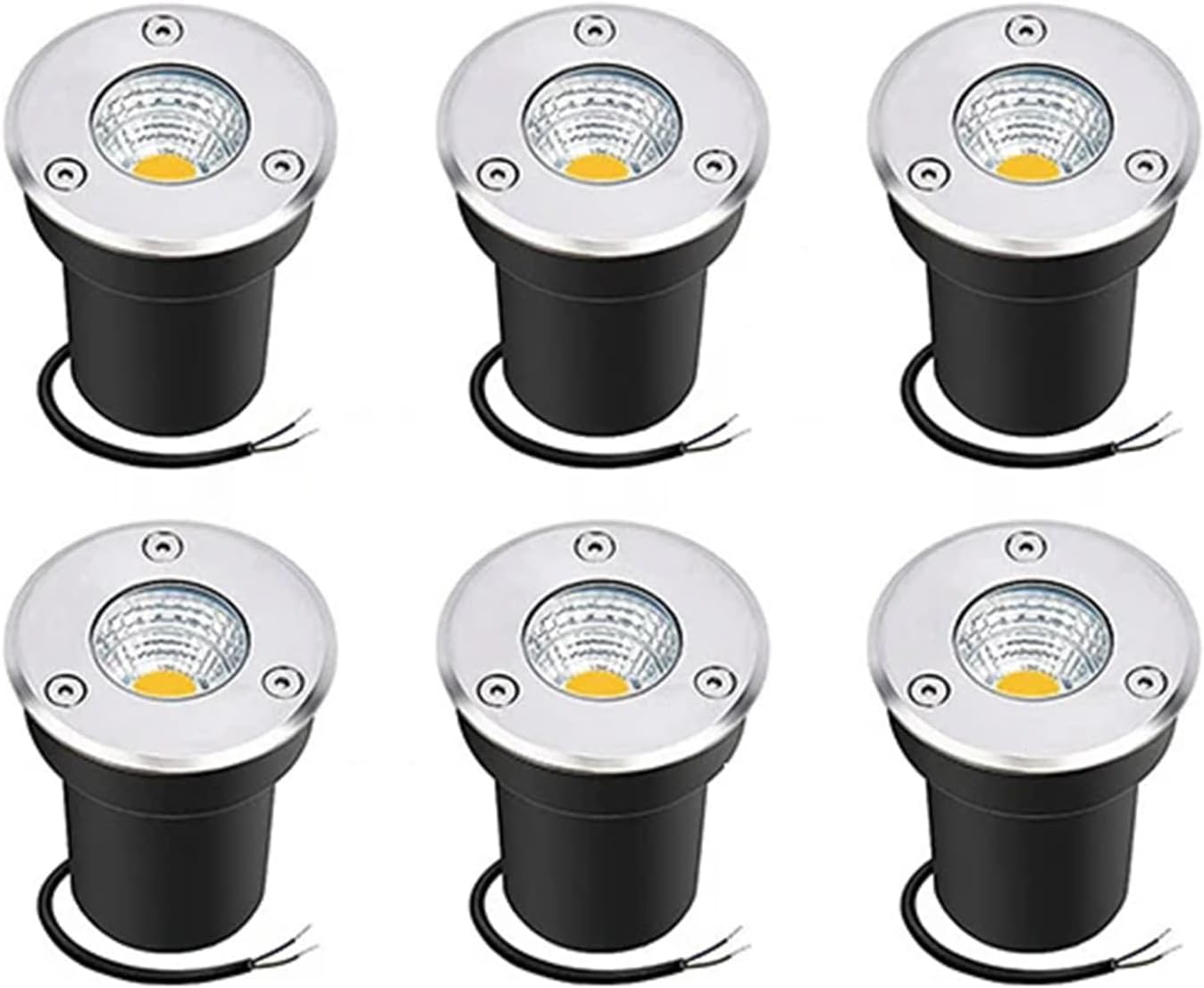 6 Pack Garden Landscape Lights LED In Ground Light IP66 Waterproof AC85-265V COB Recessed Buried Lights for Outdoor Park Driveway Deck Step Underground Light