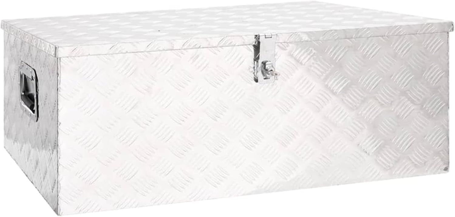 Aluminum Storage Box, Durable Outdoor Deck Box with Lockable System, 39.4x21.7x14.6 Inches, Silver for Patio, Garage, Camping Gear and Tools Storage