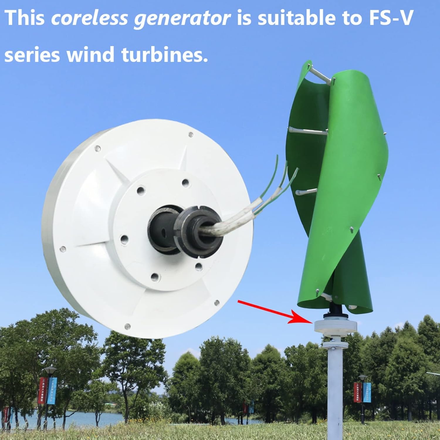 12V 24V 2000w Permanent Magnet Vertical Wind Turbine Kit Vertical Axis Wind Turbine With MPPT Controller For Home Garden Boat Marine Monitoring (Mast Not Included) ( Color : Green B , Size : 12v )