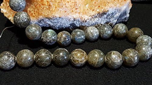 Natural Labradorite Large Smooth Round Beads 16 In. Full Strand, 15.5mm Beads, Feldspar, Smooth Grey Beads, Large Round Gemstone