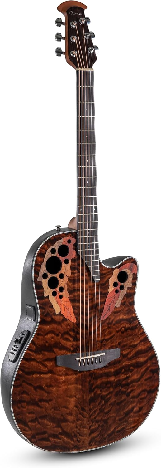 Ovation Celebrity Elite Plus CE44P-TGE A/E Guitar - Dark Tiger Eye, Black