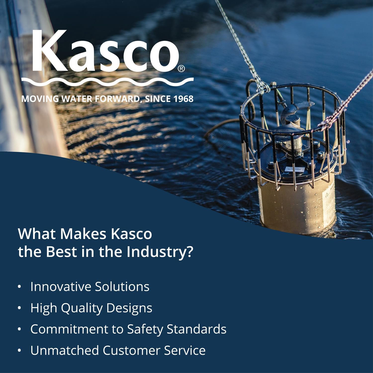 Kasco Deicer 3/4 HP Lake & Pond De-icer 240V – Single Phase with 100 Ft Electric Power Cord | Water Deicer for Ponds, Lakes & Dock Bubbler